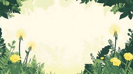 Poster - Floral border background, springtime, nature, peaceful, illustration