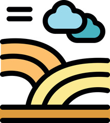 Poster - rolling hills and fluffy clouds creating a serene landscape with minimalist design