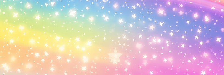 Poster - Pastel Rainbow Background with Sparkling Stars and Dreamy Colors for Creative Projects and Designs