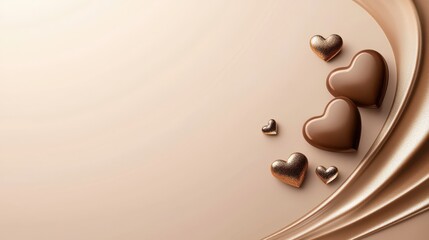 Aufkleber - Minimalist chocolate background with metallic heart elements subtly engraved.
