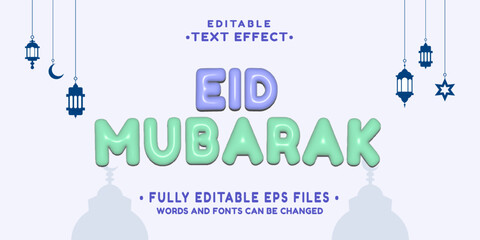 Poster - editable 3d inflate eid mubarak text effect.typhography logo