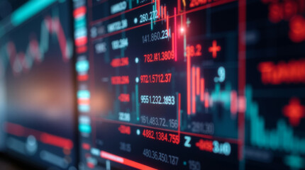 Wall Mural -  Stock market chart showing downward trend indicating a potential economic loss. Concept is of finance, investment, market decline, and economic downturn. Suitable for business and finance content