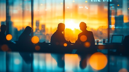 Aufkleber - Business meeting at sunset city view (2)