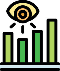 Poster - Growing bar chart observed by an eye, symbolizing data analysis and market observation