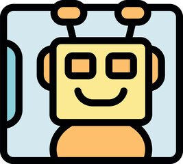 Wall Mural - Software box with a smiling robot representing artificial intelligence, machine learning, and technological advancement