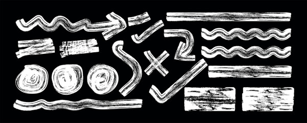 Fototapete - Set of Hand drawn abstract scribbles and squiggles, graffiti style doodle elements like smiles, arrows and hearts. Punk grunge style symbols for collages and templates.