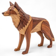 Sticker - Wooden Wolf on a white background