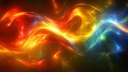 Poster - Vivid RGB Wave Background with Intersecting Red Green and Blue Curves Flowing Harmoniously Across Design