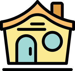 Poster - Cozy house with a chimney and a round window, symbolizing comfortable living in a residential area