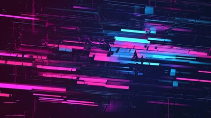 Poster - Abstract digital glitch art, vibrant neon colors, dynamic lines. Possible use in technology background