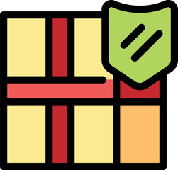 Poster - Parcel with shield icon representing secure shipping, insurance, and protection during transit