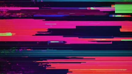 Aufkleber - Abstract Glitch Art Background with Horizontal Lines