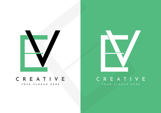 Monogram EV VE logo design, creative letter logo