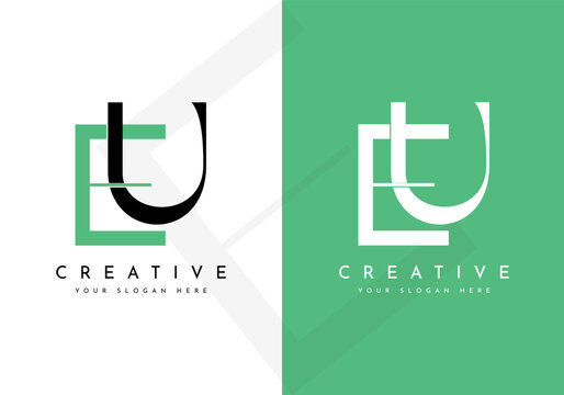 Monogram EU UE logo design, creative letter logo