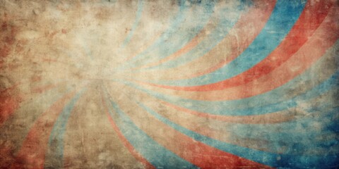 Aufkleber - Grunge Background with Retro Sunburst Pattern in Blue and Red