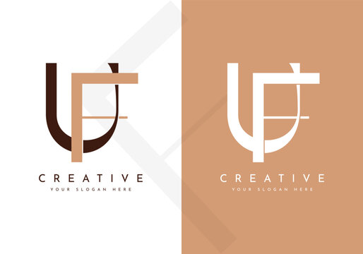 Creative initial letters FU UF logo monogram style
