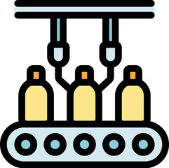 Poster - Conveyor belt transporting bottles being filled in automated production process