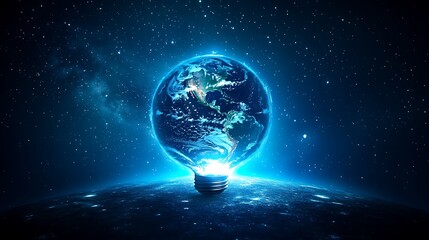 Aufkleber - Earth lightbulb in space, illumination, inspiration