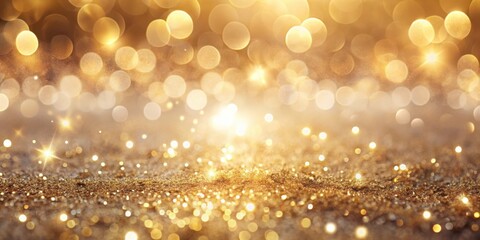 Wall Mural - A shimmering golden background with bokeh lights and glitter, perfect for celebratory events and festive occasions.