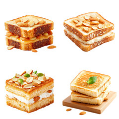 Fototapete - Almond sandwich isolate on white background Collection Png.