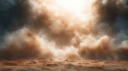 Poster - Dust and Sand Clouds in the Atmosphere with a Transparent Background, Capturing an Ethereal Moment of Natural Beauty and Serenity in an Artistic Style