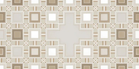 Aufkleber - A Seamless Pattern of Interlocking Squares and Crosses with a Subtle Gradient, Creating a Visual Tapestry of Geometric Harmony