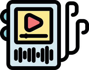 Poster - Portable music player showing play button, progress bar, and soundwave visualization, representing audio playback