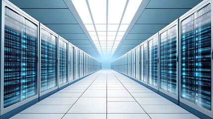 Poster - Server Room Corridor, Modern Data Center, Empty, Technology