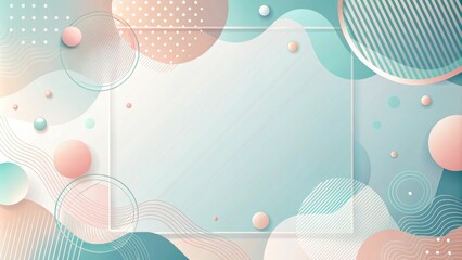 Poster - Abstract Background with Light Blue and Peach Geometric Shapes and a Transparent Rectangular Frame
