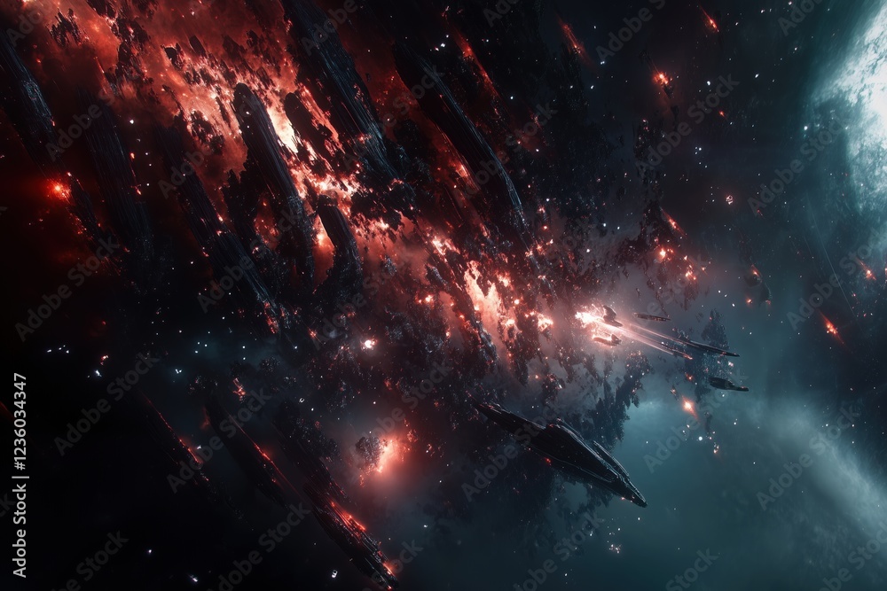 Grand intergalactic fleet mobilizes for battle among distant stars and Grand intergalactic fleet mobilizes for battle among distant stars and