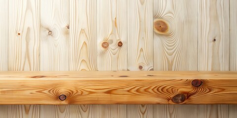 Poster - A wooden shelf with a rustic and natural look, perfect for showcasing products or displaying decor.