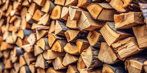 Poster - A Stack of Firewood Ready for the Hearth, Showing the Natural Patterns of the Wood's Grain and its Golden Brown Hues