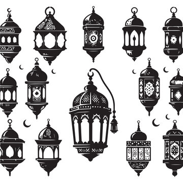 Islamic greeting card with ramadan kareem calligraphy and islamic ornament mosque vector design background