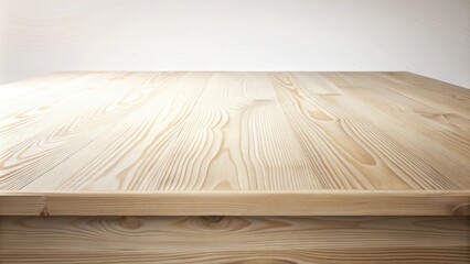 Poster - Light wood table with a natural grain pattern and a light background