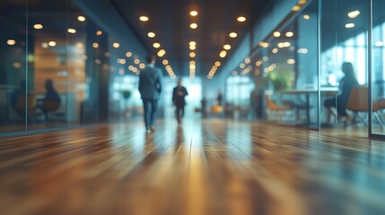 Aufkleber - Blurred business people walking office hallway