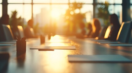 Aufkleber - Business meeting at sunset through large window