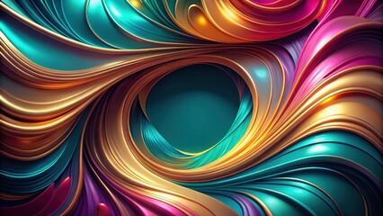 Fototapete - Abstract Swirling Colors A Symphony of Gold, Teal, Purple, and Pink