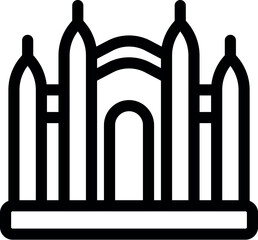 Poster - Line drawing of an inflatable bouncy house shaped like a castle, perfect for children's parties and events