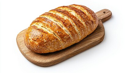 Wall Mural - artisan sesame seed bread loaf on wooden board