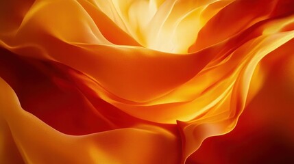 Orange fabric swirling, dramatic light, dark background, design element