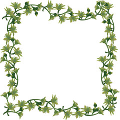 Wall Mural - tree green flowers frame isolated on white