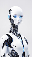 Poster - Portrait of a humanoid robot with a sleek, futuristic design