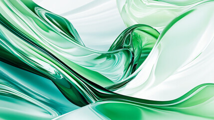 Poster - abstract white and green three dimensional shapes