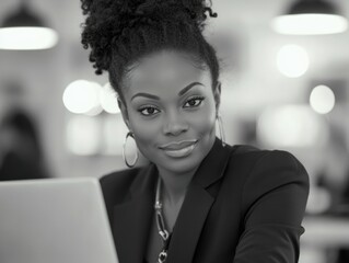 Wall Mural - Professional Woman Smiling with Laptop