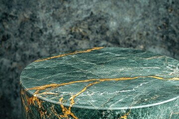 Aufkleber - A detailed shot of a green marble tabletop with a subtle reflection