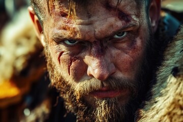 Poster - A detailed image of a person's face with a long beard, suitable for use in editorial or commercial contexts