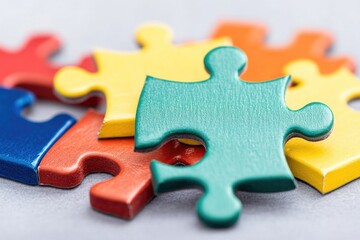Poster - A close-up shot of a single puzzle piece on a table