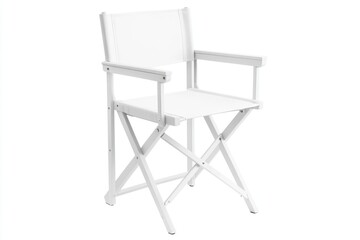 Poster - A single white director's chair on a clean white background, perfect for filming or photography projects