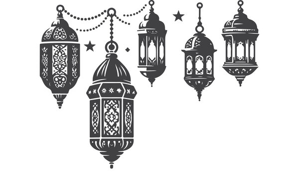 Islamic greeting card with ramadan kareem calligraphy and islamic ornament mosque vector design background