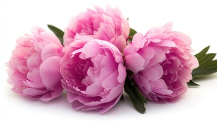 Poster - A still life arrangement of pink flowers placed on a clean white surface